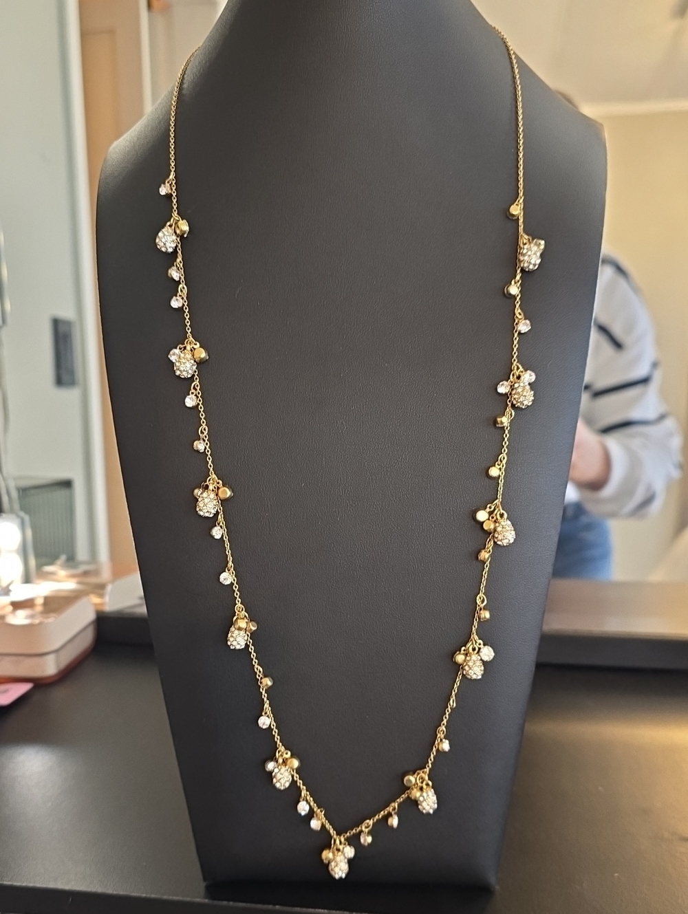 Ann Taylor Gold-tone Crystal Cluster Station Necklace